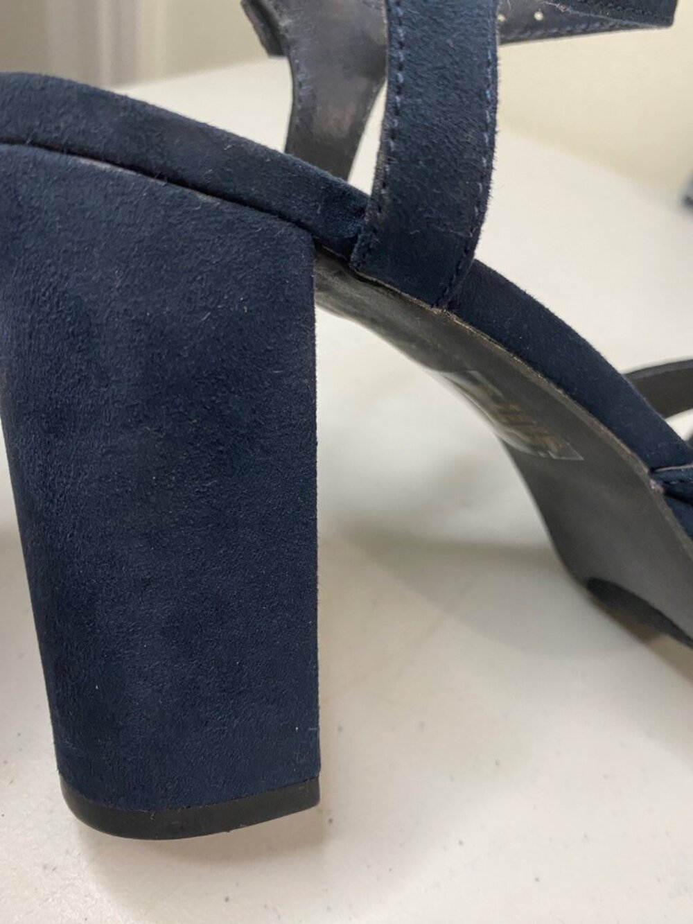 PoP Navy Blue Heels Sandals Womens 6.5 M Block Heel Strappy, Dress Shoes - Picture 9 of 16